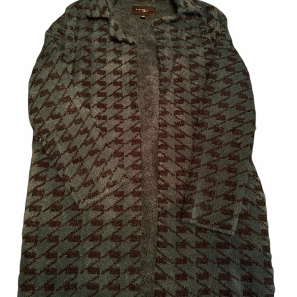 Liverpool Los Angeles Green Houndstooth Coatigan – Size Small – NWT